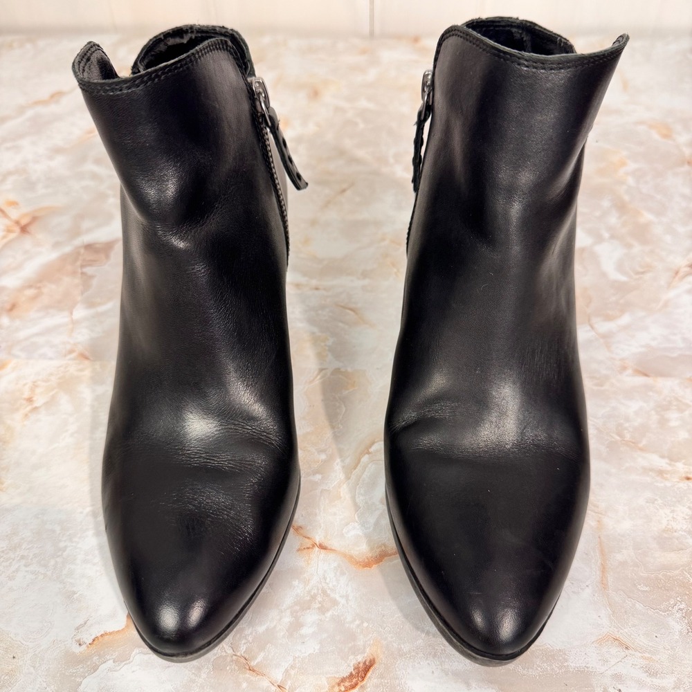 Frye Ankle Bootie Women 7 Black N/A Leather Western Block Heel Zip - Picture 6 of 11